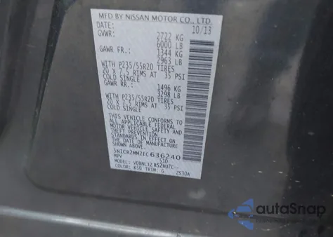 2014 Nissan Pathfinder Hybrid Platinum from USA, damaged, VIN 5N1CR2MM2EC636240